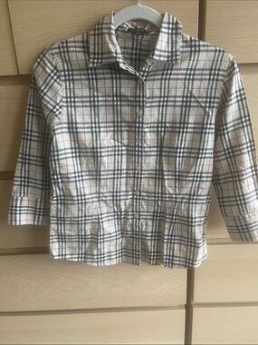 Burberry Classic Beige Plaid Button-Down Shirt